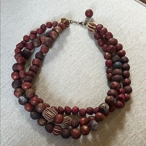 Elegant Multi-Strand Red Beaded Necklace
